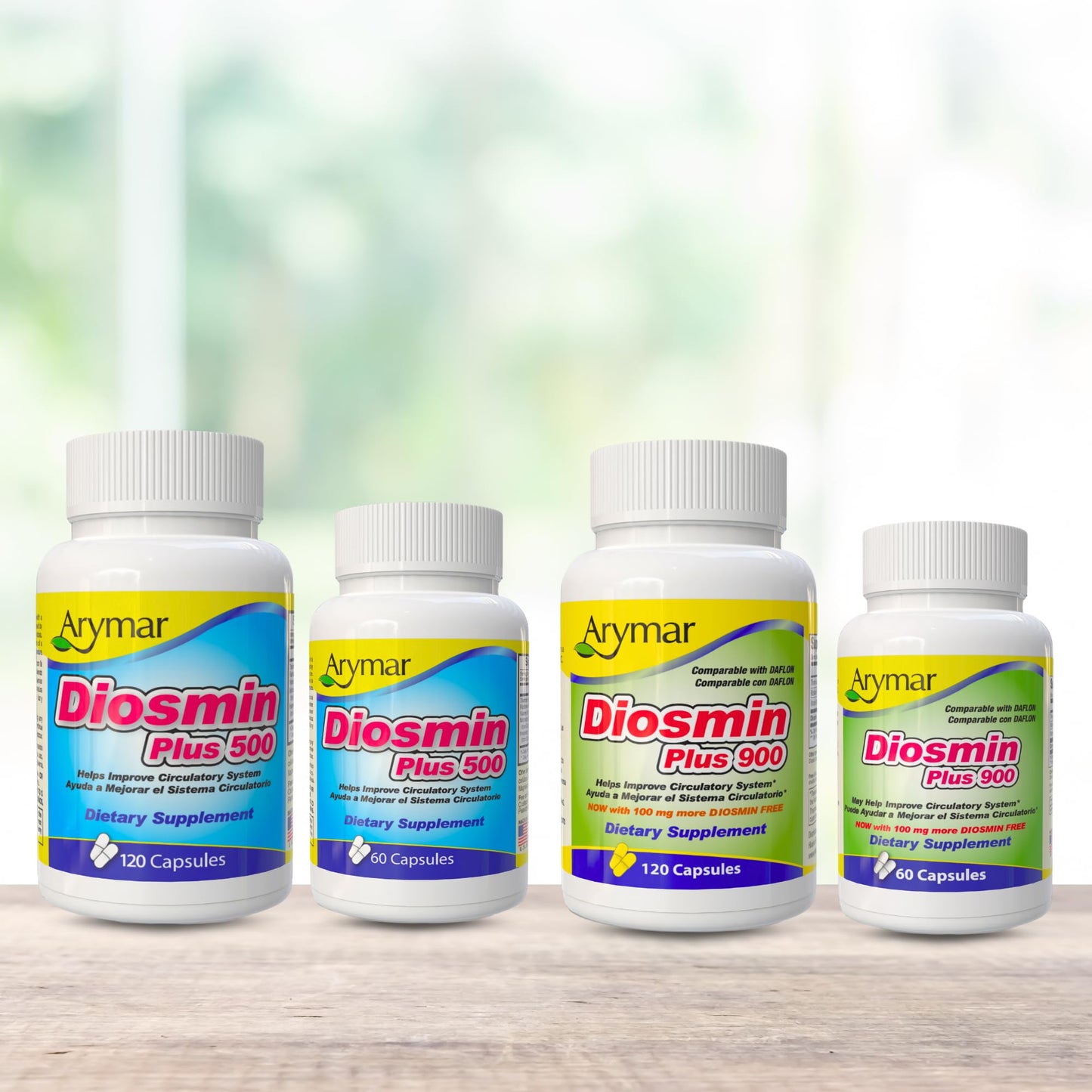 ARYMAR Diosmin Plus 500 mg + 200 mg Hesperidin + B‑Complex – Circulatory Support Supplement for Healthy Veins & Blood Flow, 60  Capsules