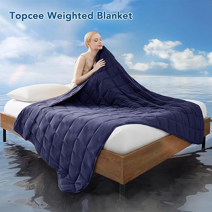 Topcee Weighted Blanket (7 lbs, 40" x 60") Cooling Throw Heavy Blanket for Sleeping Apply to 60-90 lbs, Soft Thick Breathable Blanket with Glass Bead, Easy Care