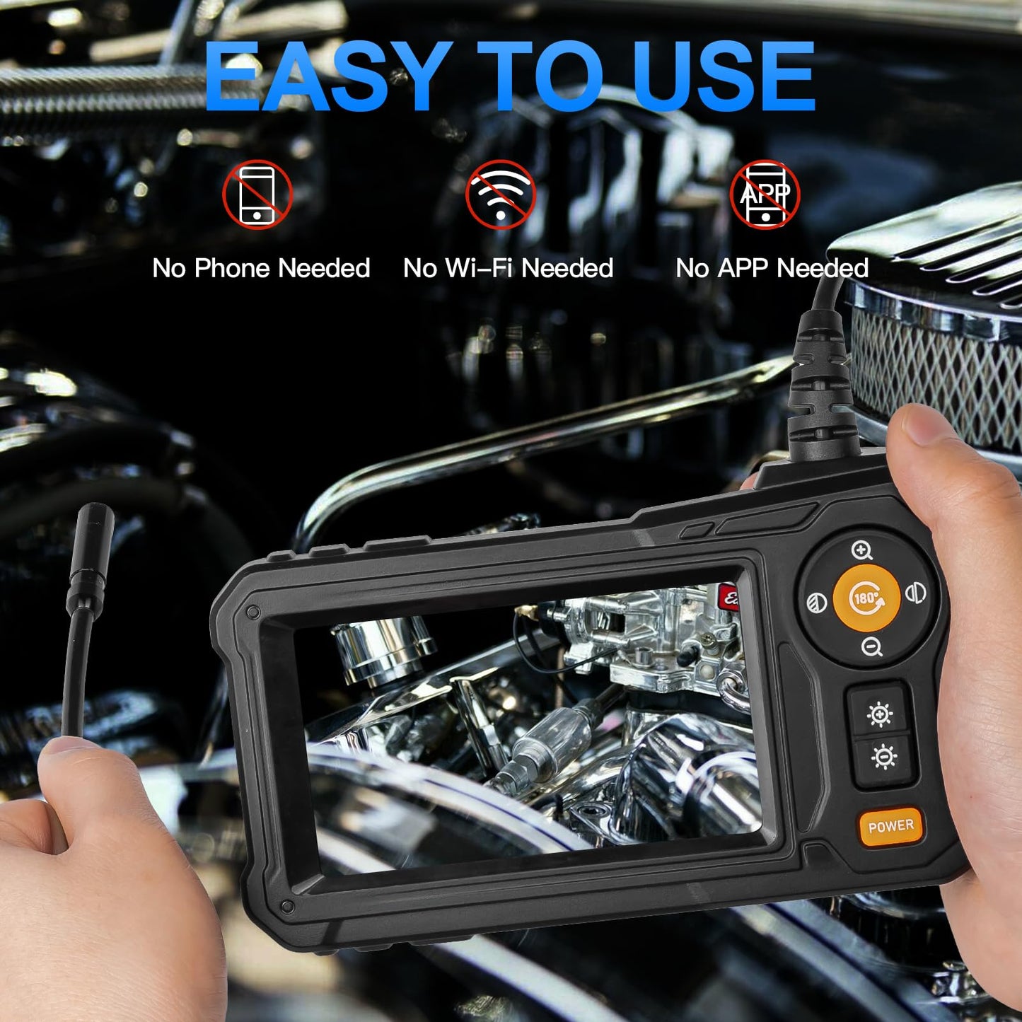 Endoscope Camera with Light - 4.3" LCD Screen Inspection Cameras,IP67 Waterproof Borescope with 8 Adjustable LED Lights,HD 1080P Endoscope Camera 16.5ft Semi-Rigid Cord,gifts for men tools and gadgets