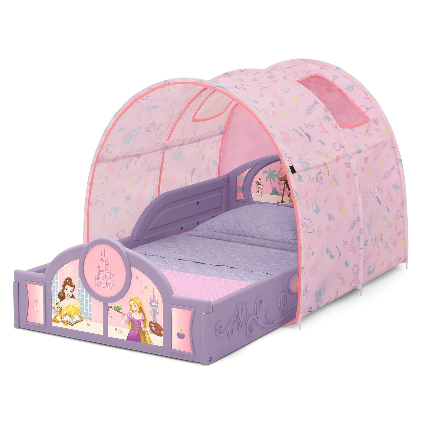 Delta Children - Disney Princess Sleep and Play Toddler Bed with Tent, Purple/Pink