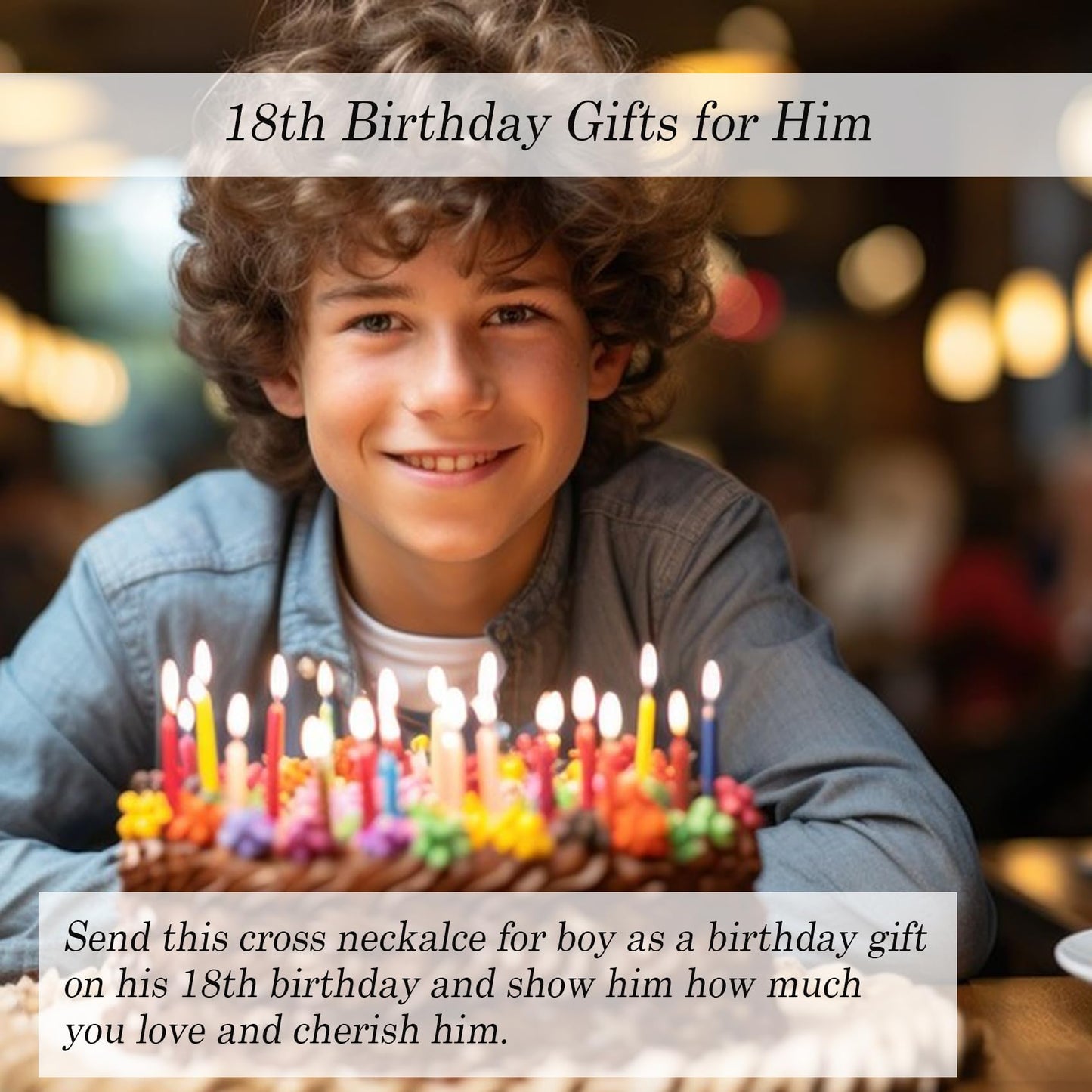 EPIRORA 18th Birthday Gifts for Men Boys, Stainless Steel Chain Silver Cross Necklace Jewelry, 18 Year Old Boy Birthday Gifts for Son Grandson Nephew Brother