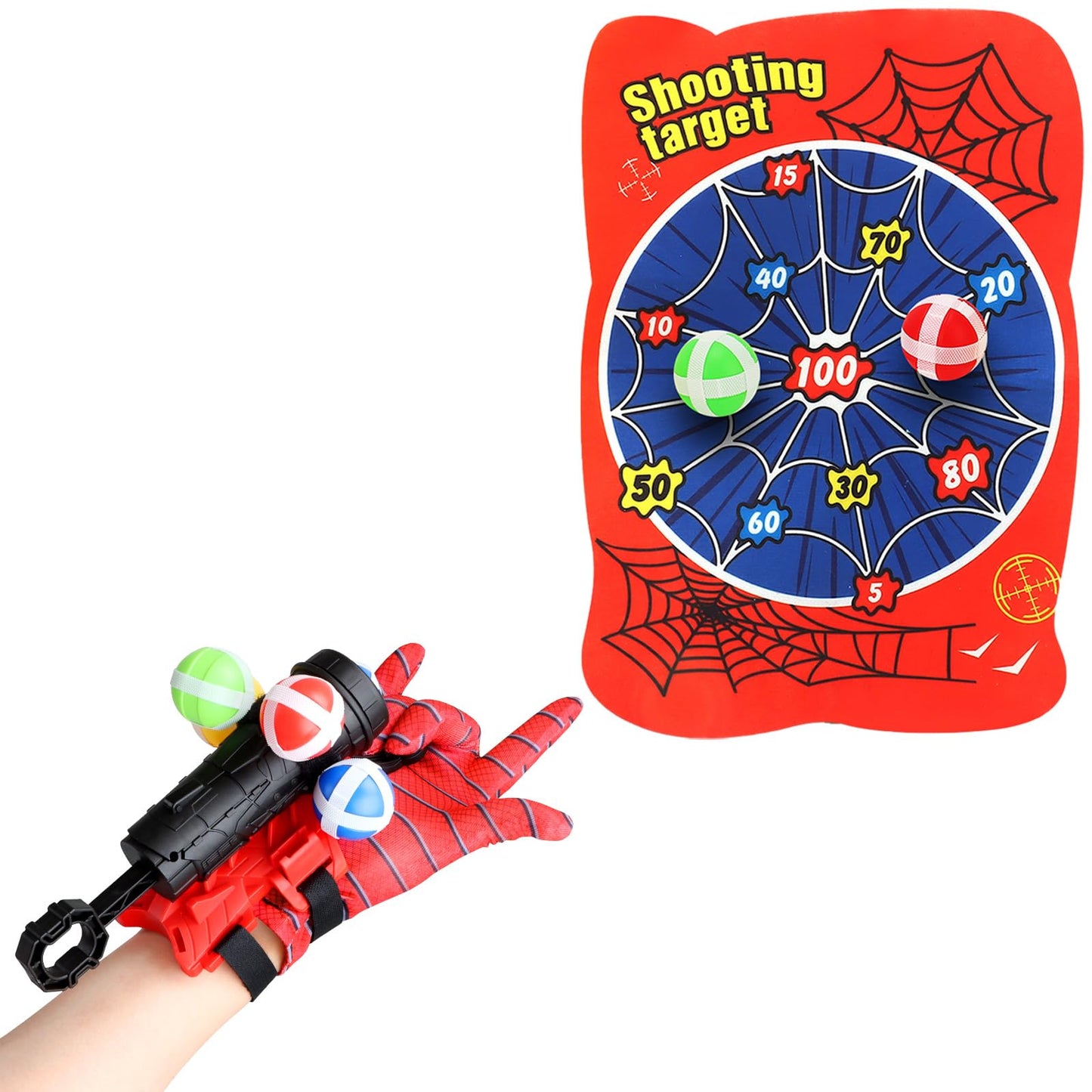 YOTOY Sports and Outdoors Games for Kids Age 8-12: Spider Dart Board with Web Shooters, 10 Velcro Sticky Balls, Toys for 3 4 5 6 7 8 9 10 11 12 Year Old Boys Girls - Birthday Gift Ideas