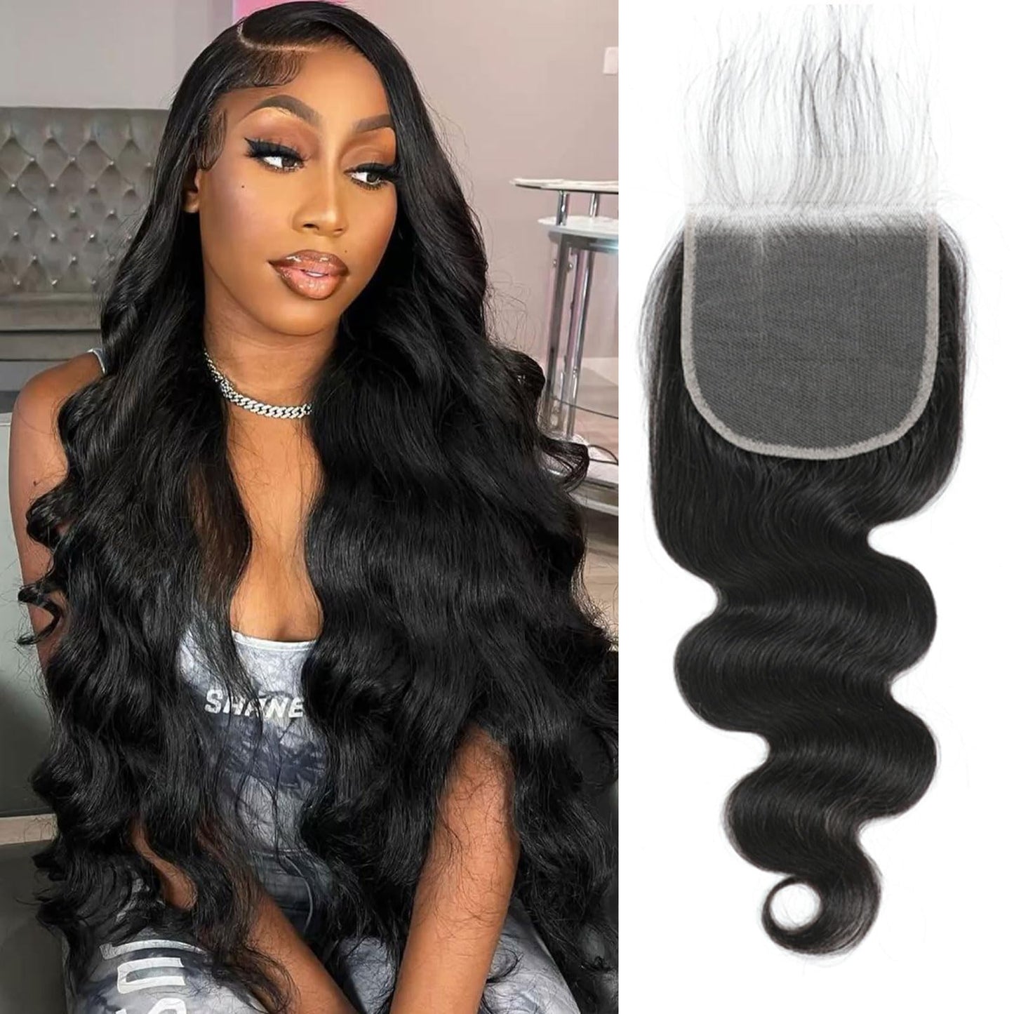 Hd Closure 5x5 Body Wave Transparent Lace 12A Virgin Remy Human Hair Closure Pre Plucked With Baby Hair Natural Black 12 Inch