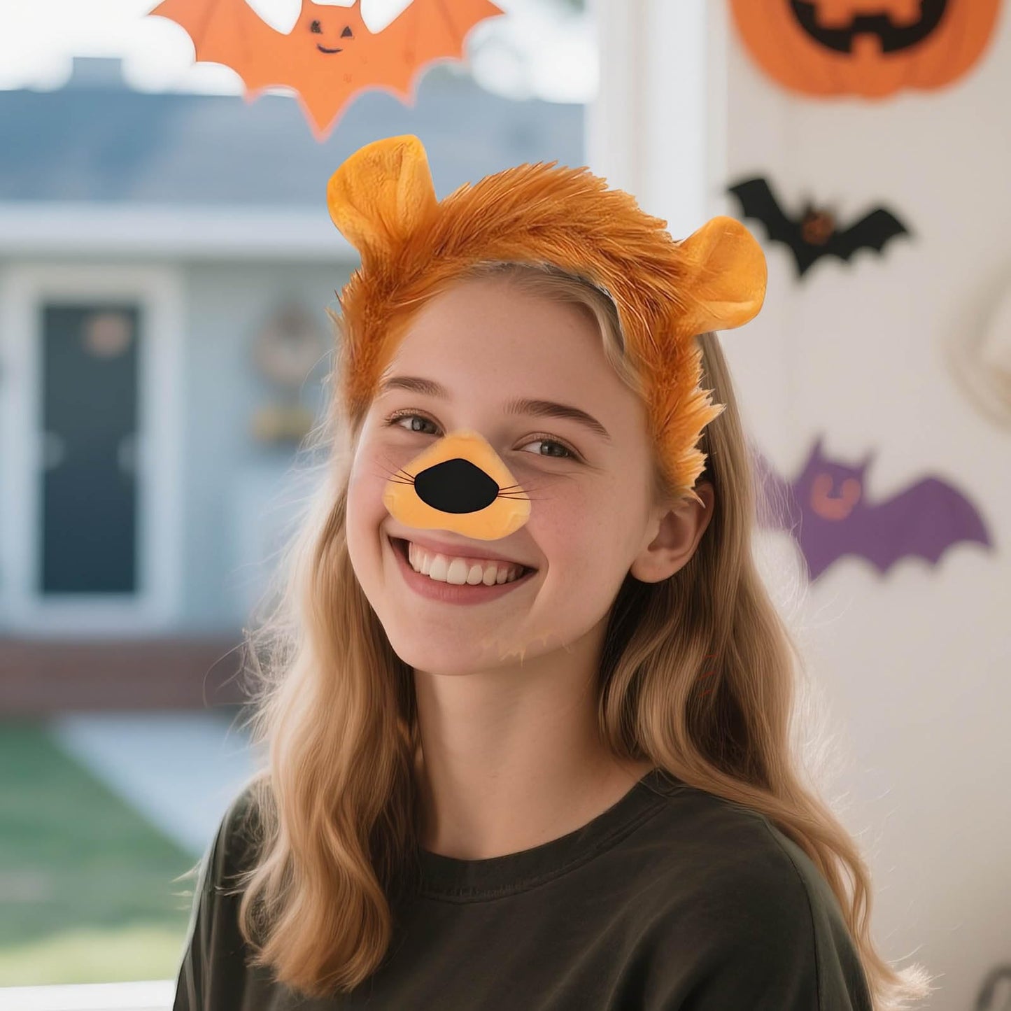 HATINXIA 5Pcs Lion Costume Set for Adult Men Women - Lion Ears Headband with Mane, Furry Tail, Paw Gloves and Nose for Halloween Dress Up Cosplay Accessories Party Supplies