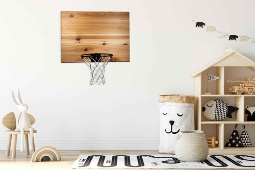 Cali Kiwi Pros Elite Mini Basketball Hoop & Ball Set, Wall Mount, Indoor Made in The USA Cedar Backboard. Includes 9” Hoop, Net, Pump & 5 Mini Basketballs. (Natural)