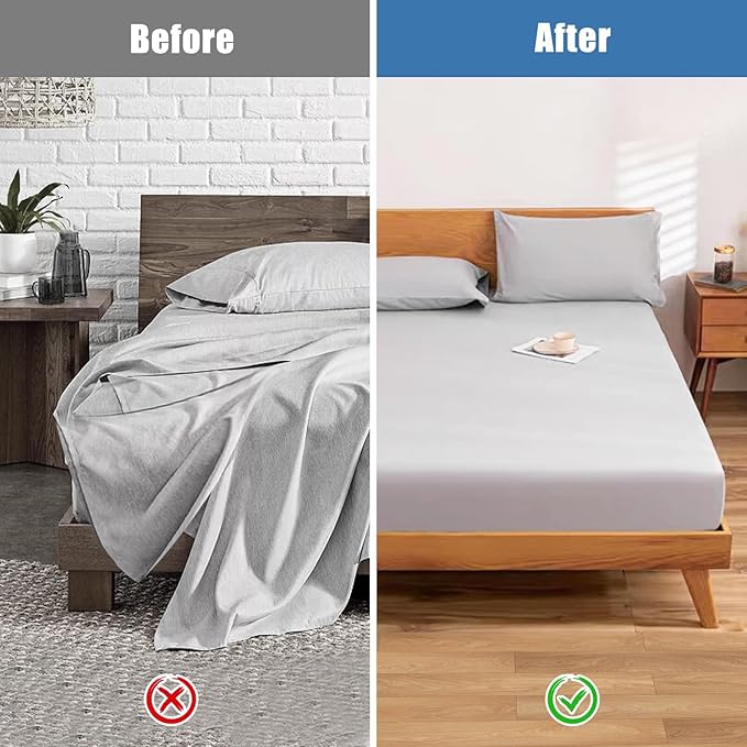 Sheet Holder, Bed Sheet Holders Secure Bed Sheets Firm&Tight Heavy Duty Sheets Fasteners For Corner Fitted Sheet Straps Fit Twin Queen & King Beds that All Mattress Sizes (4, Grey) (Light white)