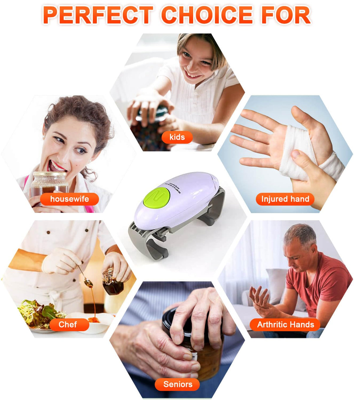 Electric Jar Opener for Arthritis Hands, Automatic Glass Jar Opener for Seniors, Bottle Opener for Weak Hands RA Suffers, Powerful Kitchen Gaget Suitable for Different Sizes of Jars