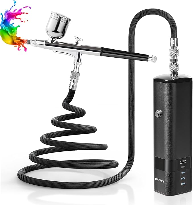 Airbrush Kit with Compressor, 32PSI Handheld Mini Air Brush Gun Set, Portable High Pressure Air Brushes for Painting, Tattoo, Nail Art, Mode, Makeup, Cake, Barber