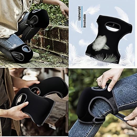 Knee Pads for Gardening - 1.5+1.5cm Dual-Layer Gel-Foam, Non-Slip, Waterproof & Breathable for Joint Support | Heavy Duty Kneeling Pads for Weeding, Floor Scrubbing, Tile Work (Black)