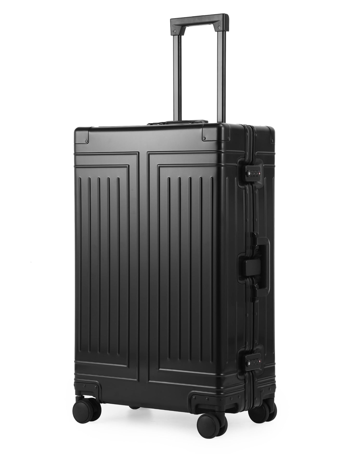 KANGSHILU All Aluminum Carry On Luggage，Cut from Whole Aluminum Sheet，22x14x9 Airline Approved ，（3rd Generation，Premium Metal zipperless suitcase ） (black, 28inch)