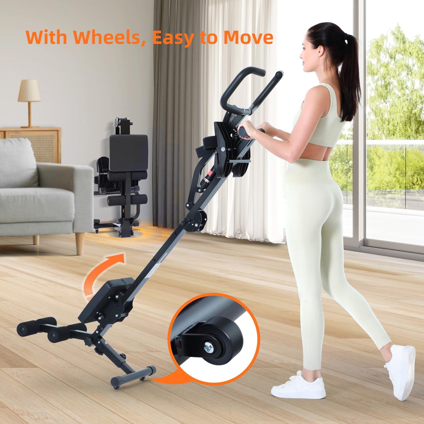 Sportneer Foldable Rowing Machine for Home, Hydraulic Rowing Machine with 12-Level Resistance - Multi Functional Row Machine Equipped with Caster & Backrest, Max 297lbs Weight Load