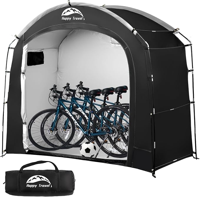 Happy Travel Bike Storage Shed Tent, Waterproof Portable Bicycle Cover with 30% More Top Storage Space for 2/3/4/5 Bikes,C...