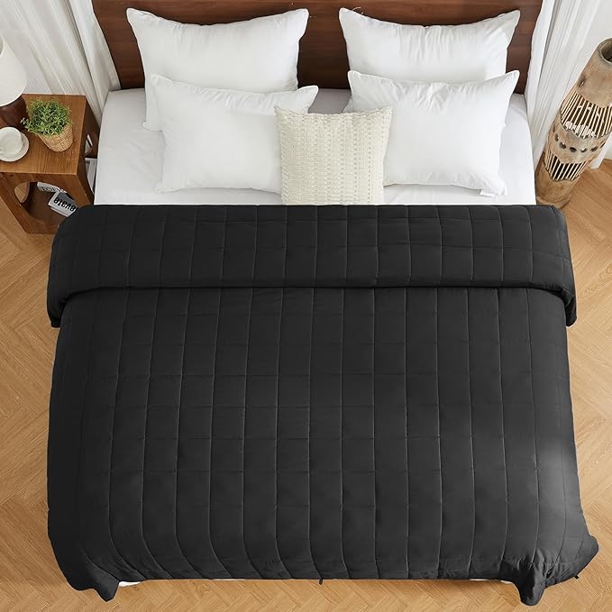 yescool Weighted Blanket for Adults (20 lbs, 88” x 104”, Black) Cooling Heavy Blanket for Sleeping Perfect for 190-210 lbs, Queen Size Breathable Blanket with Premium Glass Bead, Machine Washable
