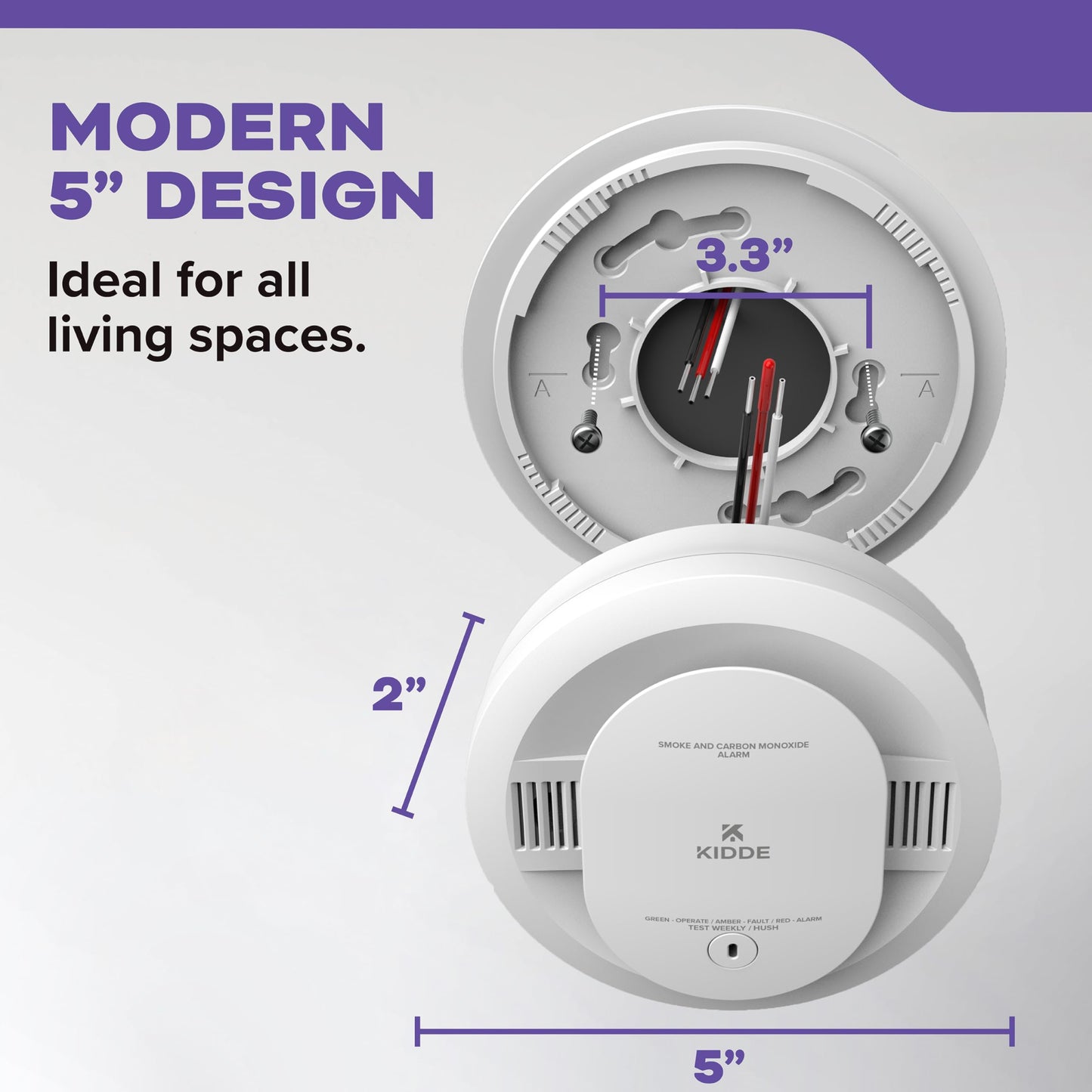 Kidde Hardwired Smoke & Carbon Monoxide Detector, AA Battery Backup, Voice Alerts, Interconnectable, LED Warning Light Indicators, White