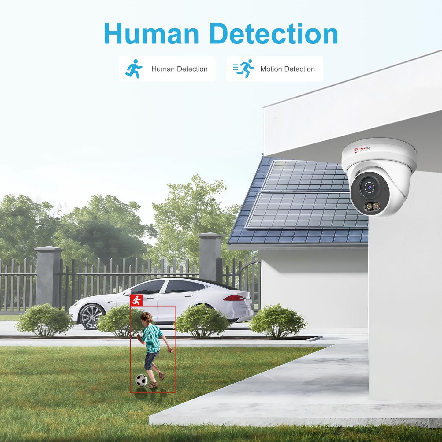 Anpviz 5MP PoE Camera, Full Metal Turret Security IP Camera Outdoor, Smart Dual Light Color Night Vision, AI Human Motion Detection, Built-in Mic, NDAA, Requires NVR, NOT Work Independently