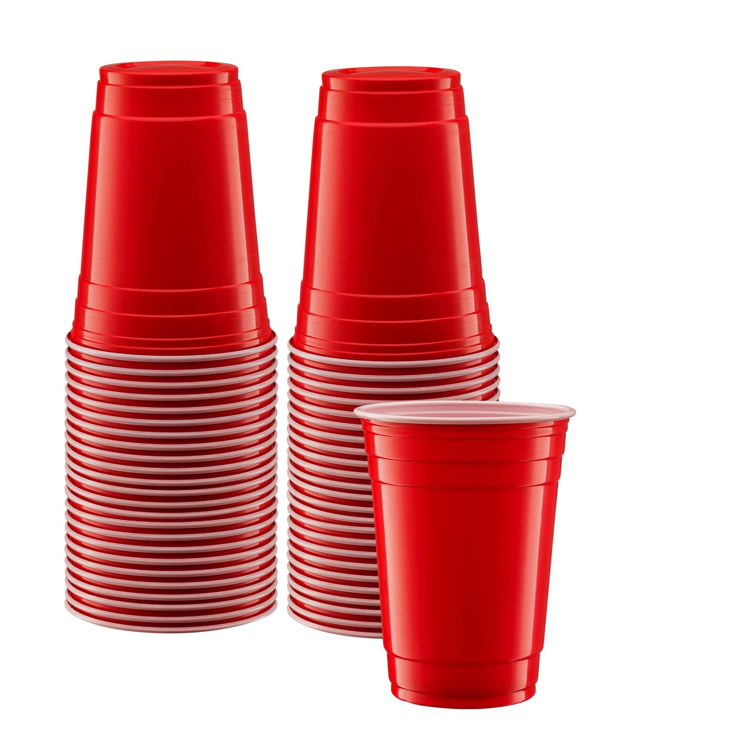 GUSTO [18 oz. - 50 Count] Disposable Plastic Red Cups, Party Drinking Cups for Events and Everyday Use