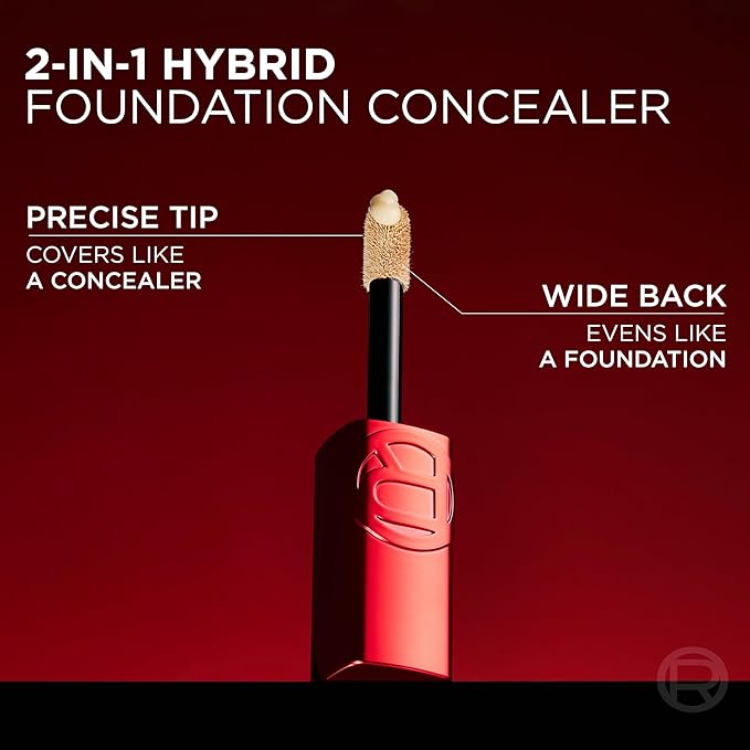 L'Oreal Paris Infallible Skin Ink 2-in-1 Foundation Concealer Hybrid Face Makeup, up to 48HR Transfer-Resistant with Buildable Light to Full Coverage, 465 Rich Cool
