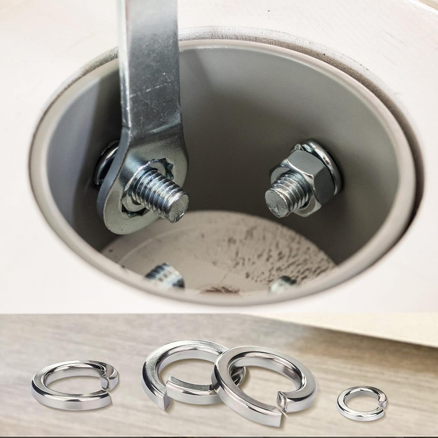 Vifmy Spring Lock Washers Assortment Kit(1000 Pack), M2 M2.5 M3 M4 M5 M6 M8 M10 M12 Metric Split Lock Washer Set,304 Stainless Steel Lock Washers for Screws Bolts