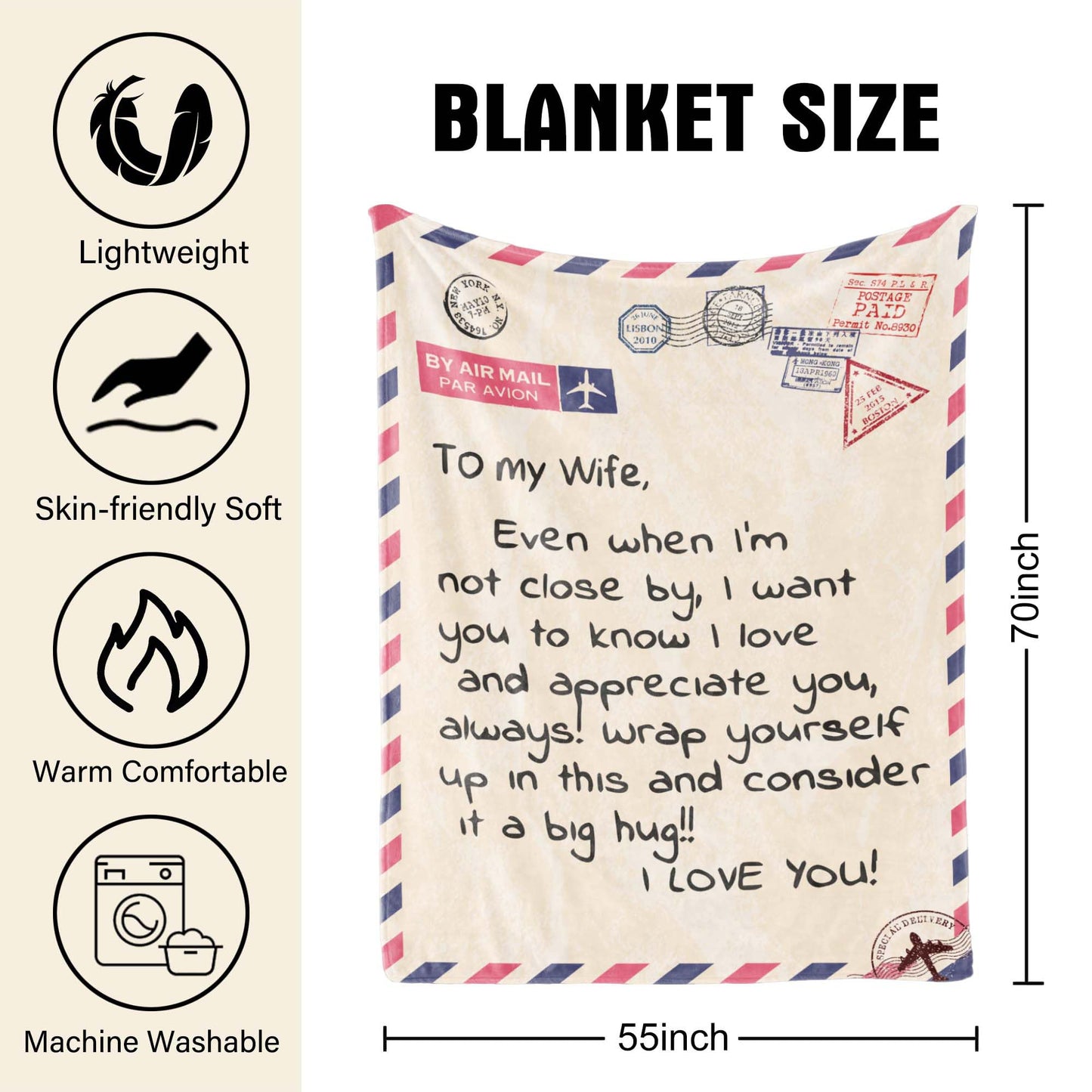 UFOORO Anniversary Romantic Gift for Wife, Blankets for Her, Anniversary Wedding Gifts for Women, Wife Birthday Gift Ideas, Throw Blanket from Husband 55"x70"
