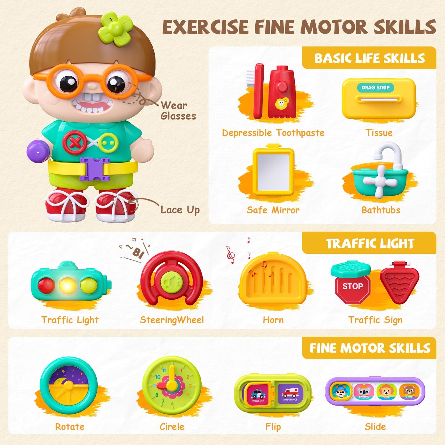 Vanvimen Busy Board Montessori Toys Gift for 1 2 Year Old Boys, Early Educational Montessori Toys for Toddler 1-3, Birthday Gifts Toy for 1 2 Year Old Boy, Ideas 1 Year Old Boys Birthday Gift Toy
