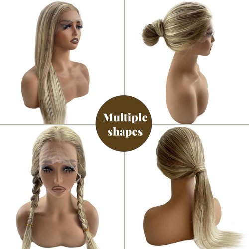 Belaved Lace Front Wigs Human Hair Highlight 13x4 Straight HD Transparent Real Human Hair Wig 150% Density Ombre Ash Brown to Blonde Glueless Lace Frontal for Women Pre Plucked 16 Inch