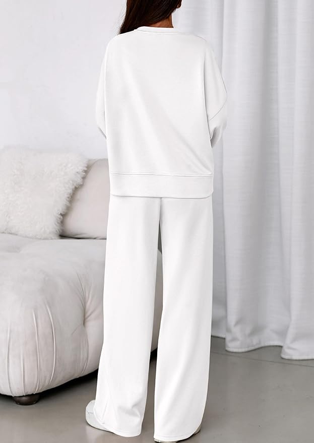 PRETTYGARDEN 2 Piece Sets For Women Fall Trendy Long Sleeve Sweatshirt Wide Leg Pants Loungewear Set Matching Sweatsuit