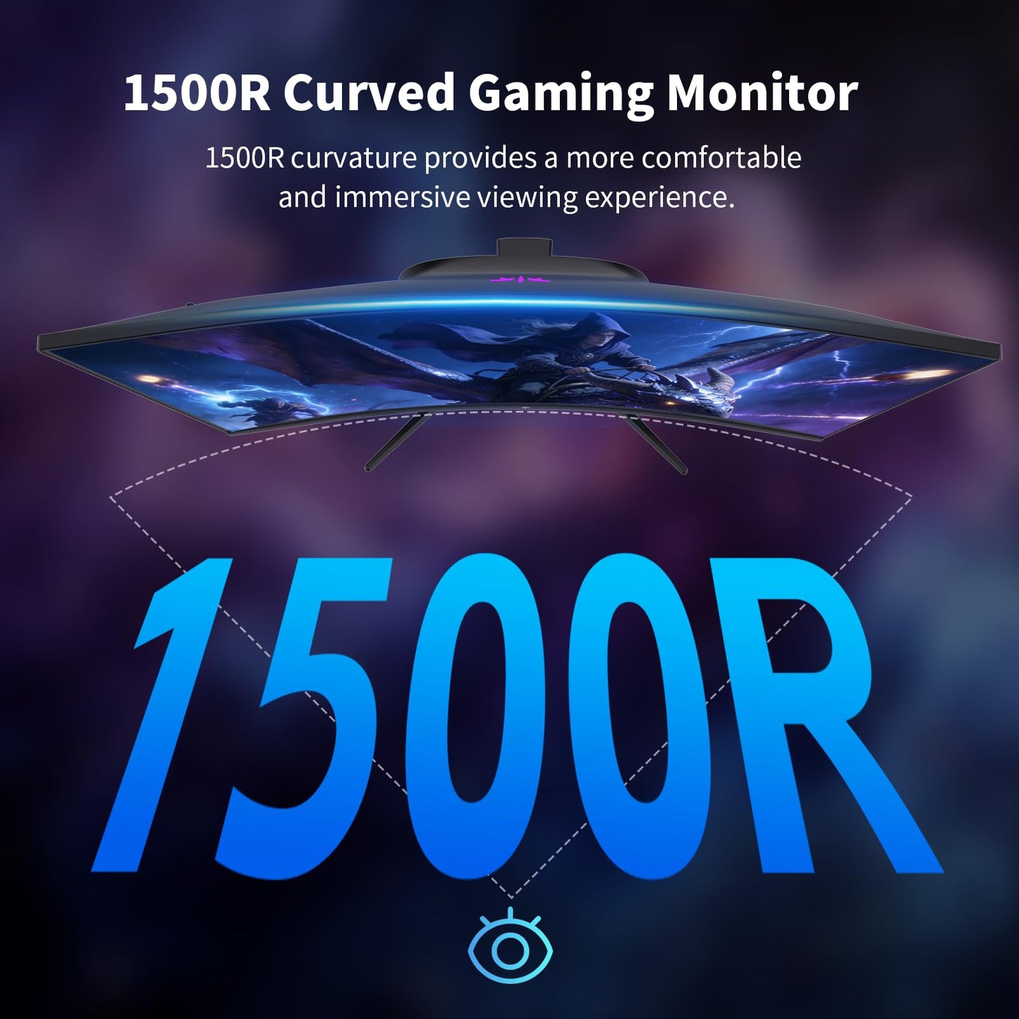 KTC 27 Inch Curved Gaming Monitor, 1440P QHD 144Hz PC Monitor, 1500R Computer Display Adaptive Sync, HDR400, 4000:1 Contrast, Eye Care, DP HDMI Port, VESA Wall Mountable, H27S5C
