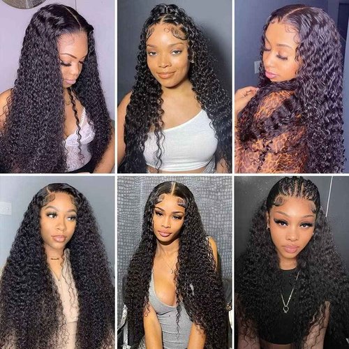 Daules 5x5 Closure Wig 5x5 HD Lace Closure Wigs Human Hair for Women 180% Density Pre Plucked Virgin Human Hair 5x5 Deep Curly Lace Front Wig Super Soft True to Length Natural Black Color 18Inch