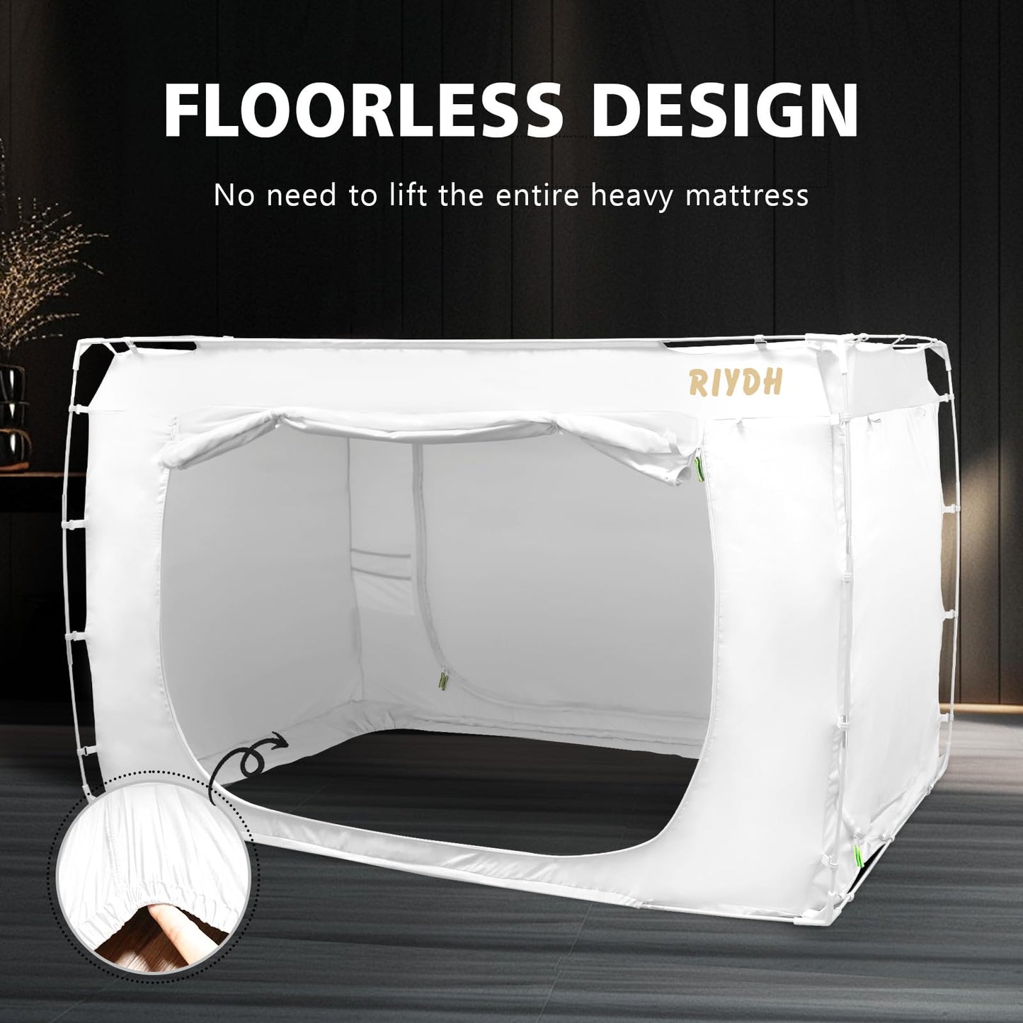 RIYDH Bed Tent Bed Canopy Full Size Tents for Adult and Kids- Original Design Portable Dream Tent Indoor Sleeping Tents 70% Blackout with 3 Doors Breathable Big Space Tents