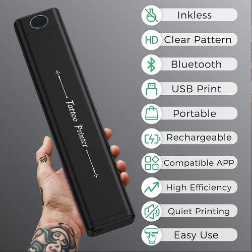 2025 New Wireless Tattoo Stencil Printer Tattoo Portable Printer Kit for Artists & Beginners Compatible with Smartphone & PC