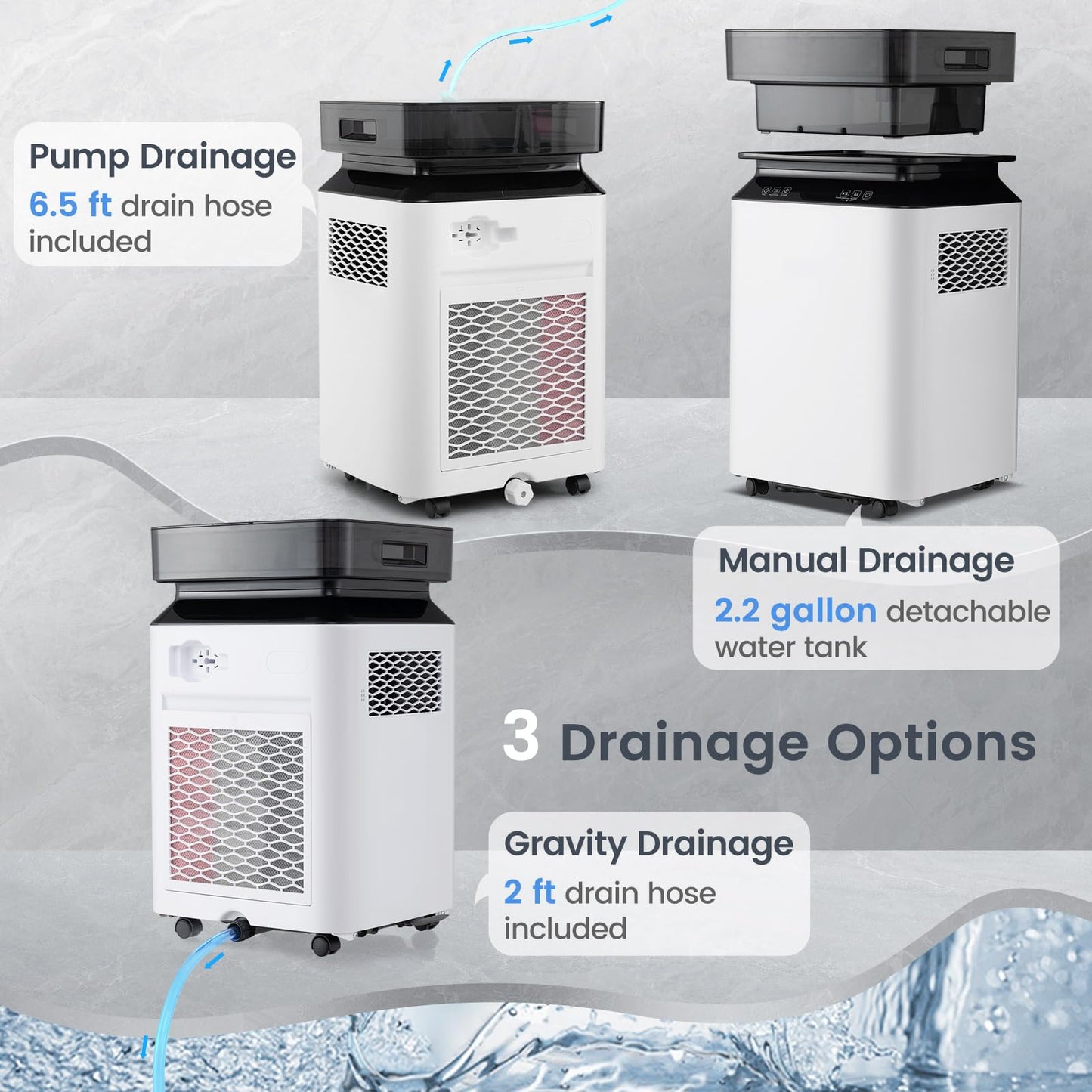 CLEEMAN 4,500 Sq.Ft Dehumidifier for Basement and Home, 70 Pint Dehumidifier with Drain Hose, Pump, 2.2 Gal Water Tank & Child Lock, 24H Timer & Energy Efficient, Ideal for Large Room (4500 Sq.Ft)