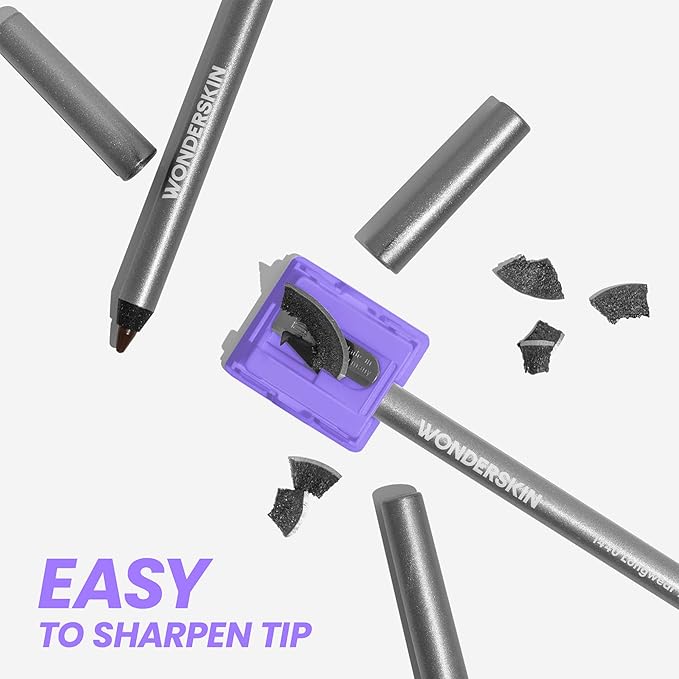 Wonderskin 1440 Longwear Green Eyeliner Pencil with Sharpener - Waterproof, Sharpenable Eyeliner Pencil & Smudge Proof Green Eye Liner Pencils (Pine)