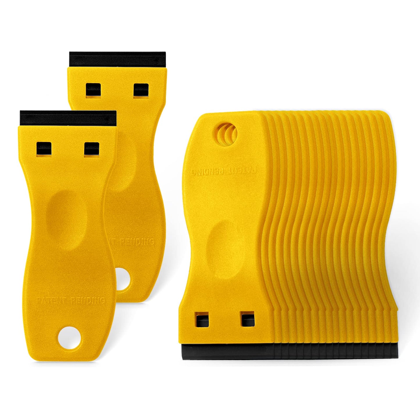 FOSHIO Plastic Razor Blade Scraper Include 2PCS Scraper Tool and 100PCS Blades for Gasket Remover, Labels Decal and Adhesive Remover for Windows and Glass,Blue