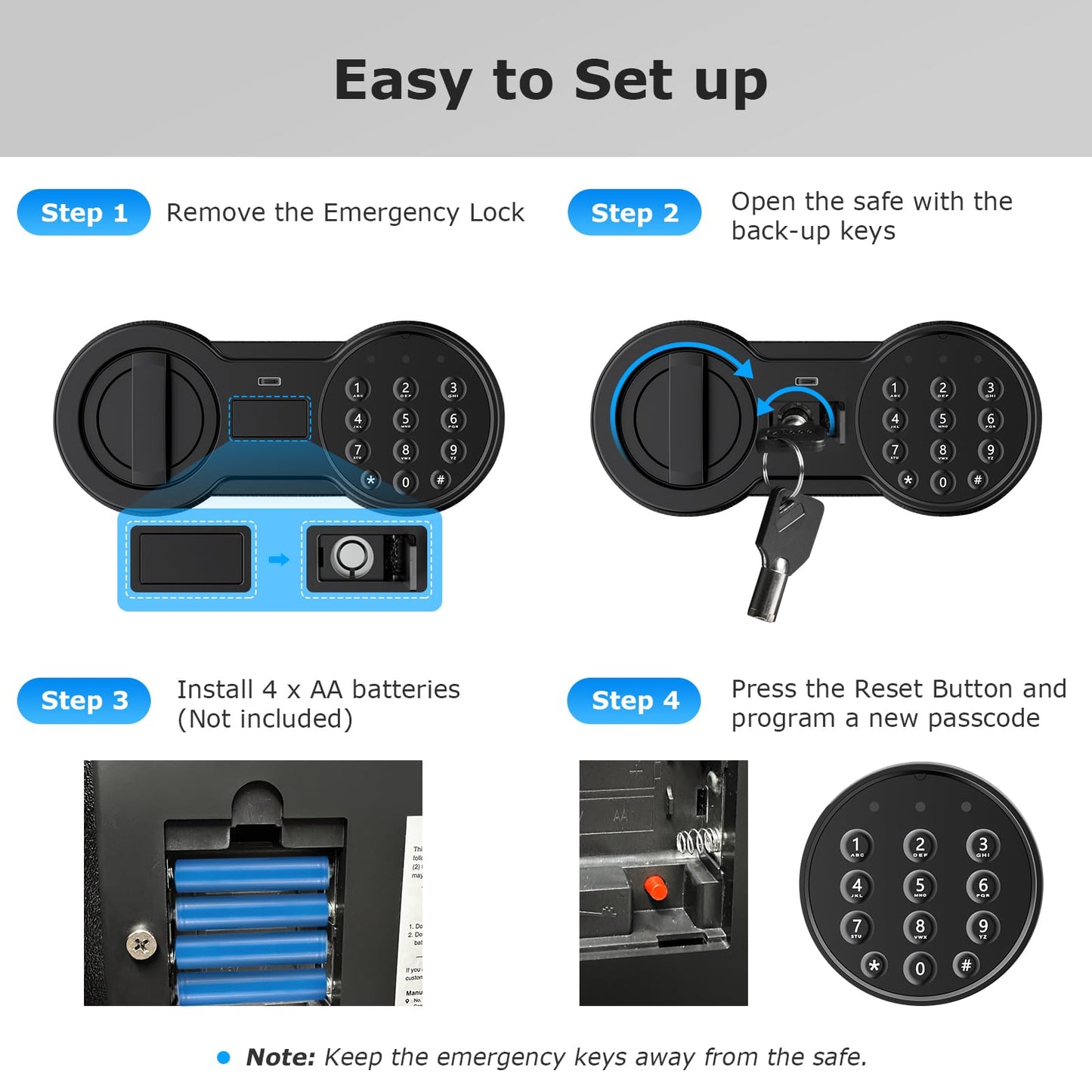 Bonsaii Steel Safe Box with Digital Keypad Lock, 1.2 Cubic Feet Security Document Safe with Removable Shelf for Home, Hotel, Office, Valuables, Money, 12.99 x 14.17 x 12.99 Inches