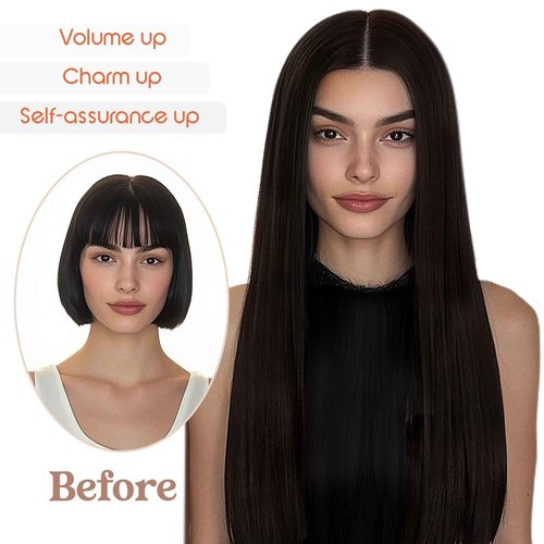 Sunny Hair Wire Hair Extensions Real Human Hair Fish Line Human Hair Extensions Invisible Wire Extensions Darkest Brown #2 18 Inch
