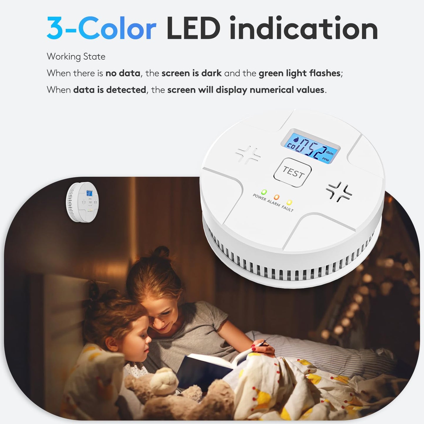 5 Packs,Smoke Detector Carbon Monoxide Detector Combo,2-in-1 Detection,85 dB Alarm,LED Indication,LCD Digital Displays,Battery Operated,(Includes 3 x 1.5V AA Batteries),Easy to Install,Portable Use