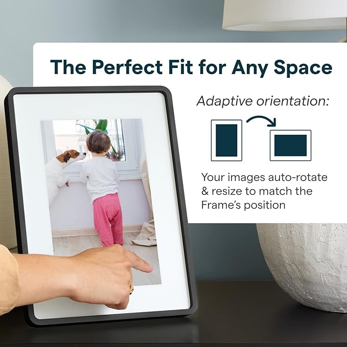 Skylight Digital Picture Frame 2 – 10" Full HD Wi-Fi Touch Screen, 16GB Digital Photo Frame, Load Photos & Videos Directly from Phone, Anti-Glare – Personalized Gifting, Charcoal Metal Shadow Box