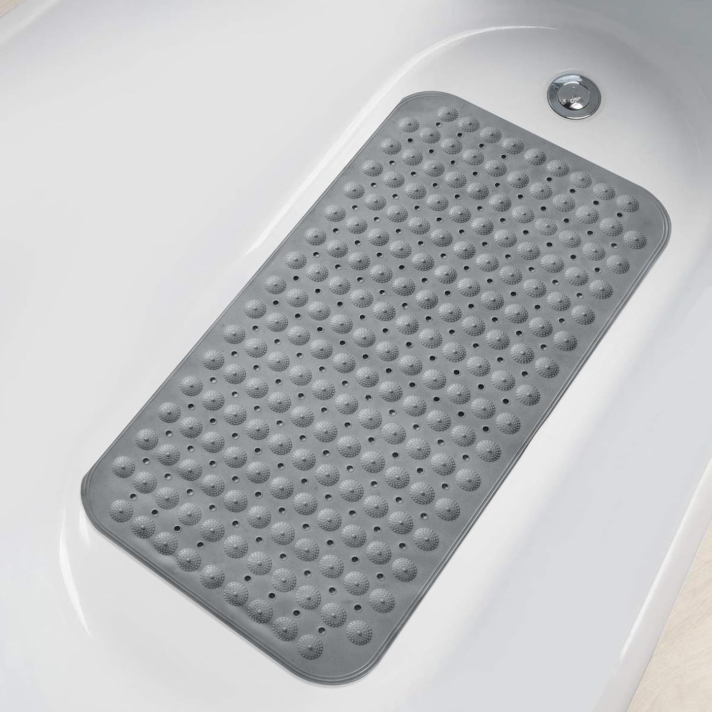 ZHICHENG Bath Mat - Shower Mat Non Slip - Long 31.88 x 15.74 Inch Bathroom Mats for Tub Nonslip - Anti Slip Bathmats - Bathtub Mat Non Slip with Massage Particles (Gray)