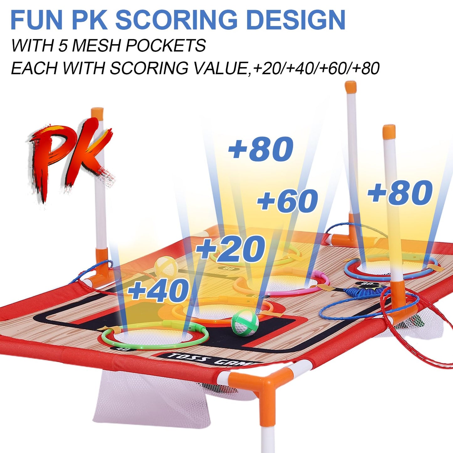 Bean Bag Toss & Ball Toss & Ring Toss Backyard Games,5-in-1 Carnival Games Set, Family Games for Kids and Adults