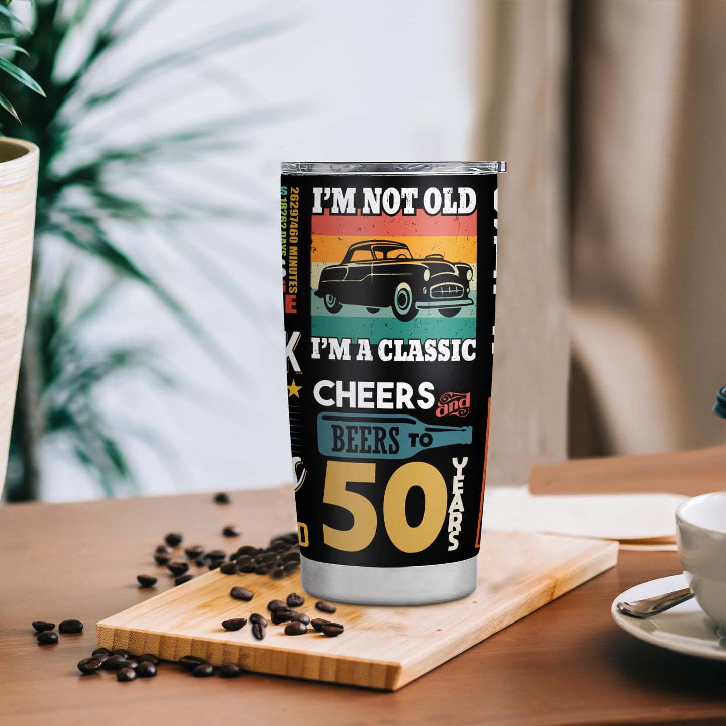 50th Birthday Gifts for Him 50 Year Old Gifts for Men Cool Gifts for 50 Year Old Man 1975 Birthday Gifts for Man Happy 50th Birthday Decorations Men Insulated Stainless Steel Travel Tumbler 20 OZ
