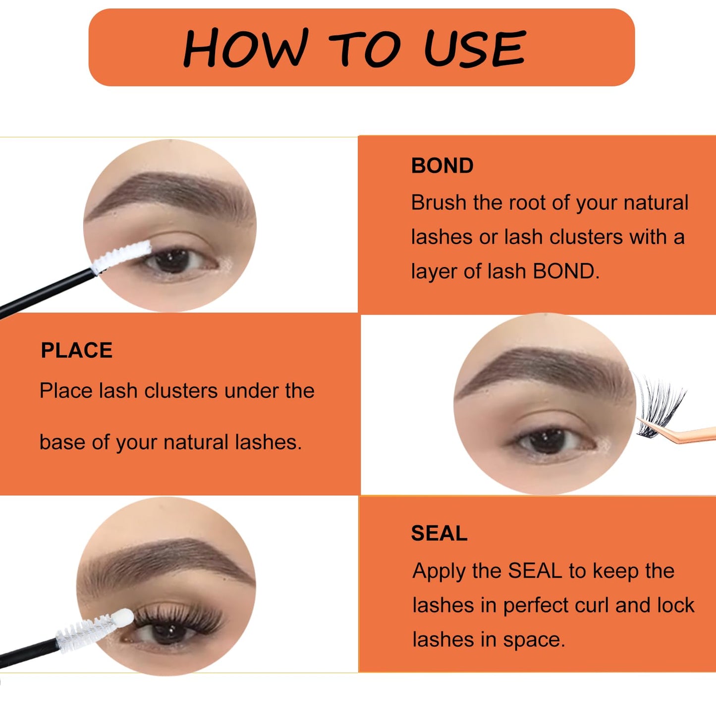 Lash Clusters Kit DIY Lash Extension Kit Eyelash Clusters with Lash Bond and Seal Waterproof Lash Glue Remover Tweezers Brush Cl