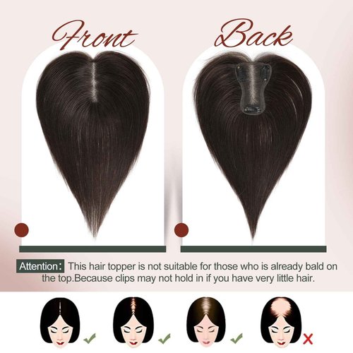 SARO-UP Hair Toppers for Women Real Human Hair Toppers for Women 3 * 4.5 Inch Hand-Tied Swiss Lace Base Topper No Bangs 10inch Hairpieces for Thinning Hair (Dark Brown)