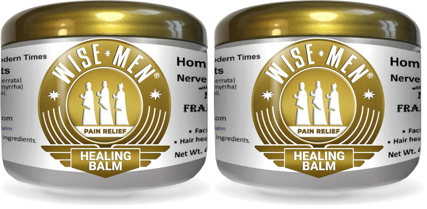 Wise Men Healing Balm with Myrrh and Frankincense Essential Oils for Neuropathy, Sciatica and Nerve Pain Massage and Skin Moisturizing (Pack of 2)