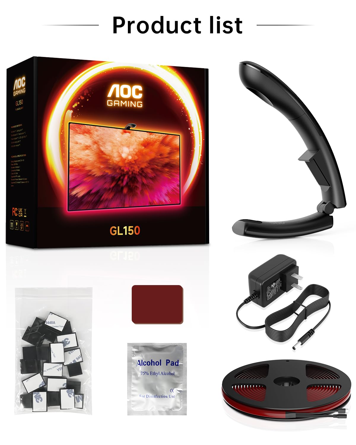 AOC TV LED Backlight, TV Lights That Change with TVs for 55-65 inch Screen, RGB Strip Lighting with Sensor, Syncs Behind The Monitor, Smart App Control, Movie Game Music & DIY Mode, 14.8FT