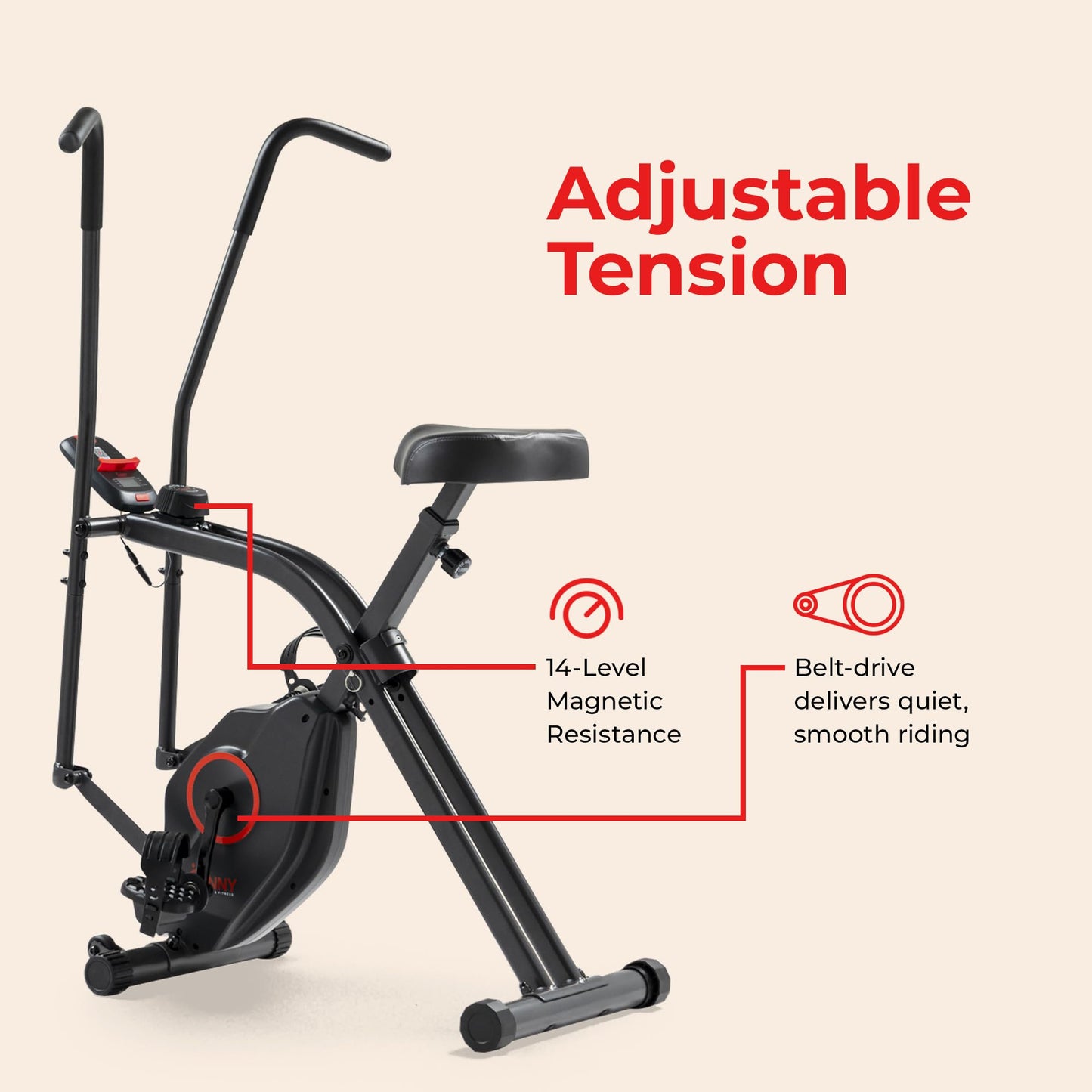 Sunny Health & Fitness Smart Total-Body X-Bike Plus Arm Exercisers, Free SunnyFit App Connection for Guided Workout
