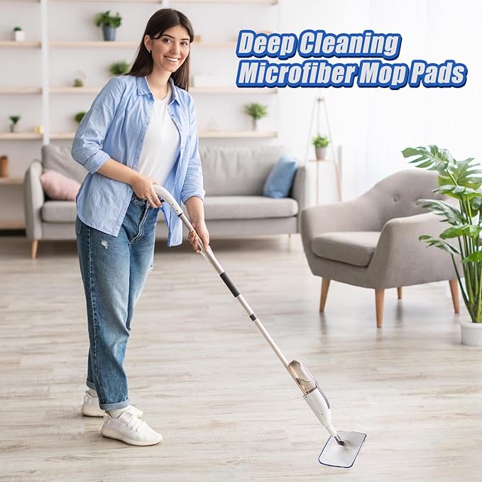 50 Pieces Microfiber Cleaning Pads Compatible with Bona Mop Reusable 18 Inch Replacement Cleaning Pads Washable Refills Replacement Heads for Floor Cleaning