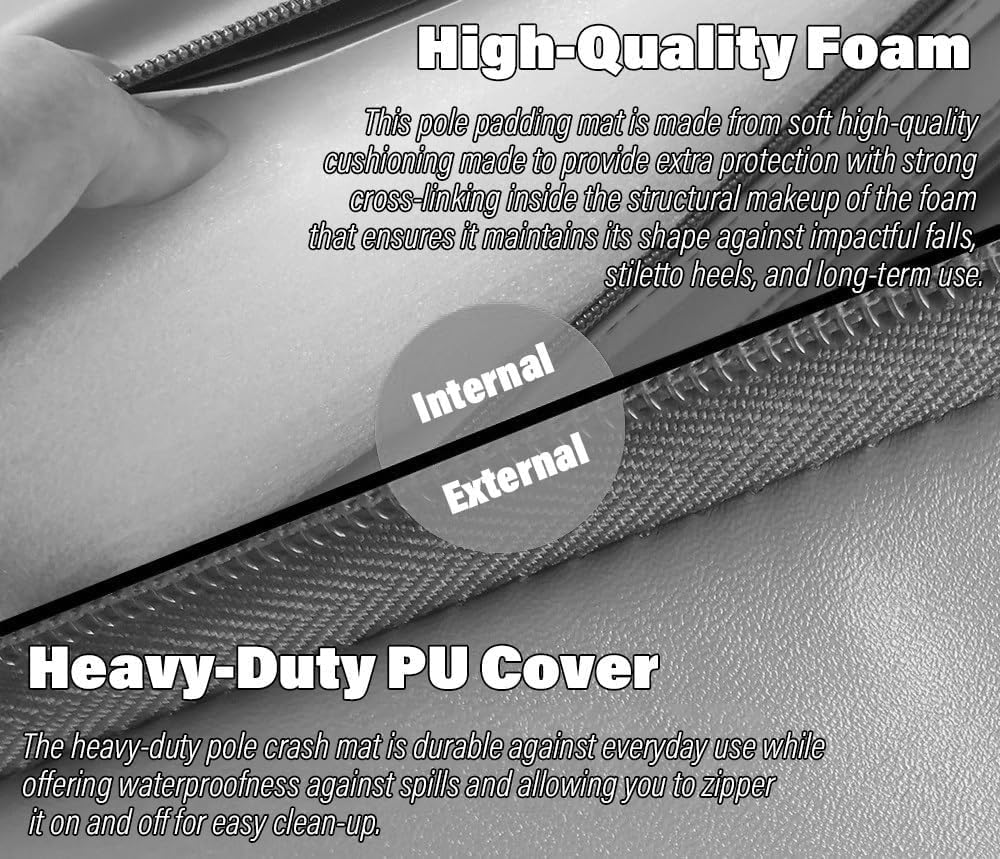 KGBNYSS Static Dancing Pole Purple Crash Mat for Pole Dancing, 3/5/10 cm Thick Gymnastics Crash Landing Mat Pad w/PU Leather Skid Proof Covering(140cm/4.6ft/55in,Thick 5cm/2in)