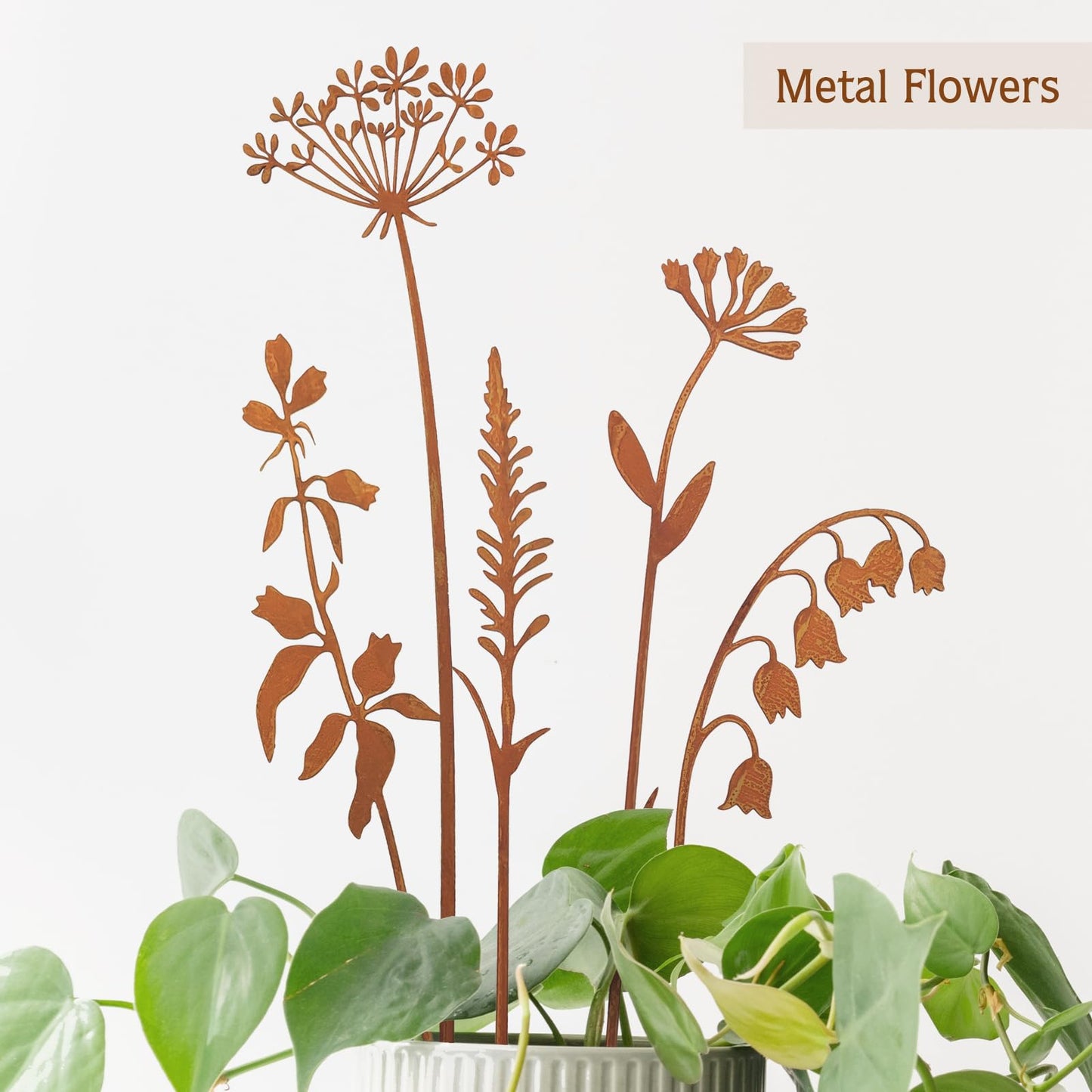 OUUJUOZ Metal Flowers for Outside,Decorative Garden Stakes,Flower Bed Decor Plant Stakes,Metal Art for Outside,Yard Art Outdoor for Lawn Yard, Walkway and Flower Garden