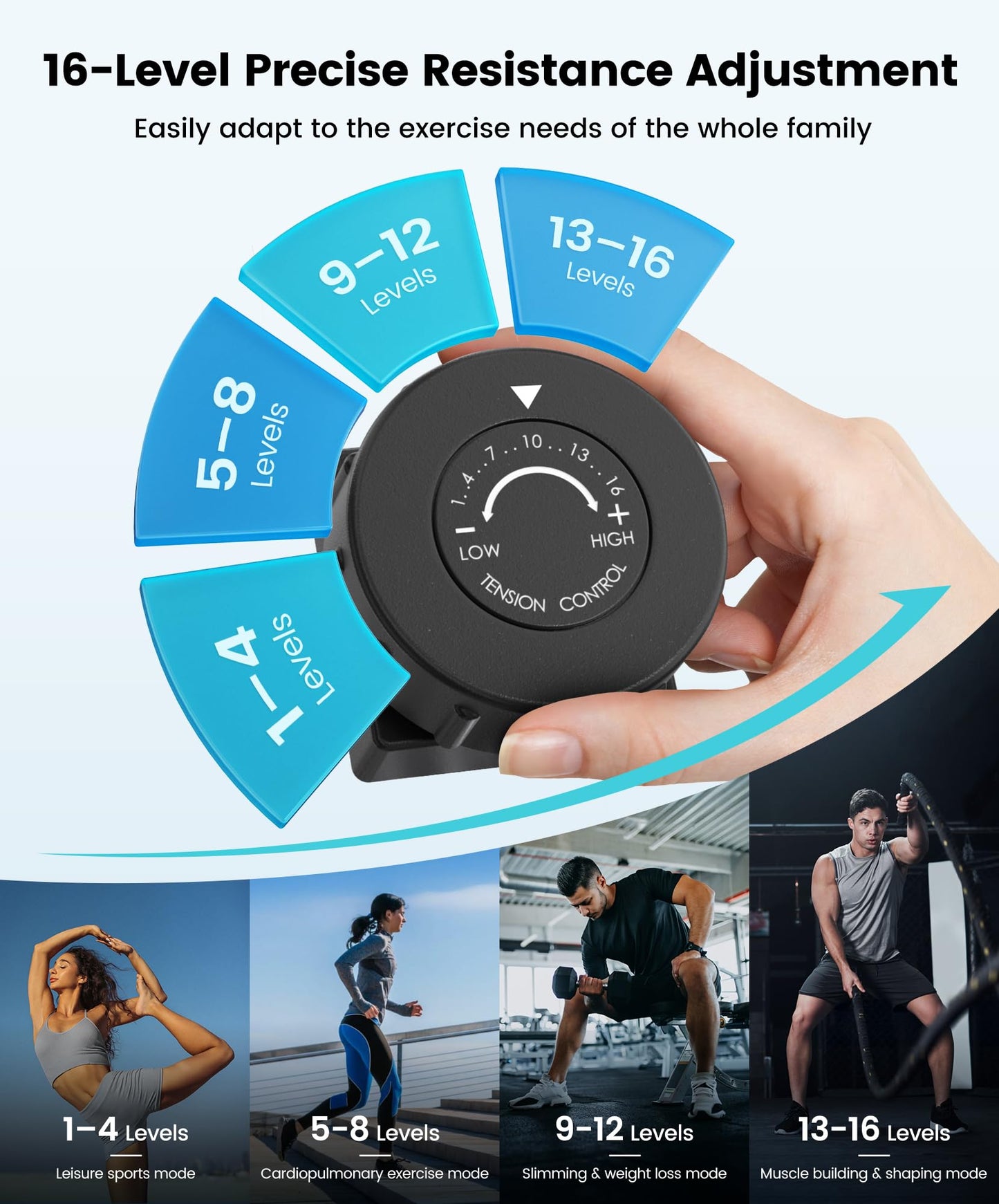 Dripex Elliptical Exercise Machine, Hyper-Quiet Magnetic Elliptical Machine for Home, 16-Level Resistance Elliptical Training Machines with 13.2LBS Flywheel, Pulse Sensor & LCD Monitor (Turquoise)