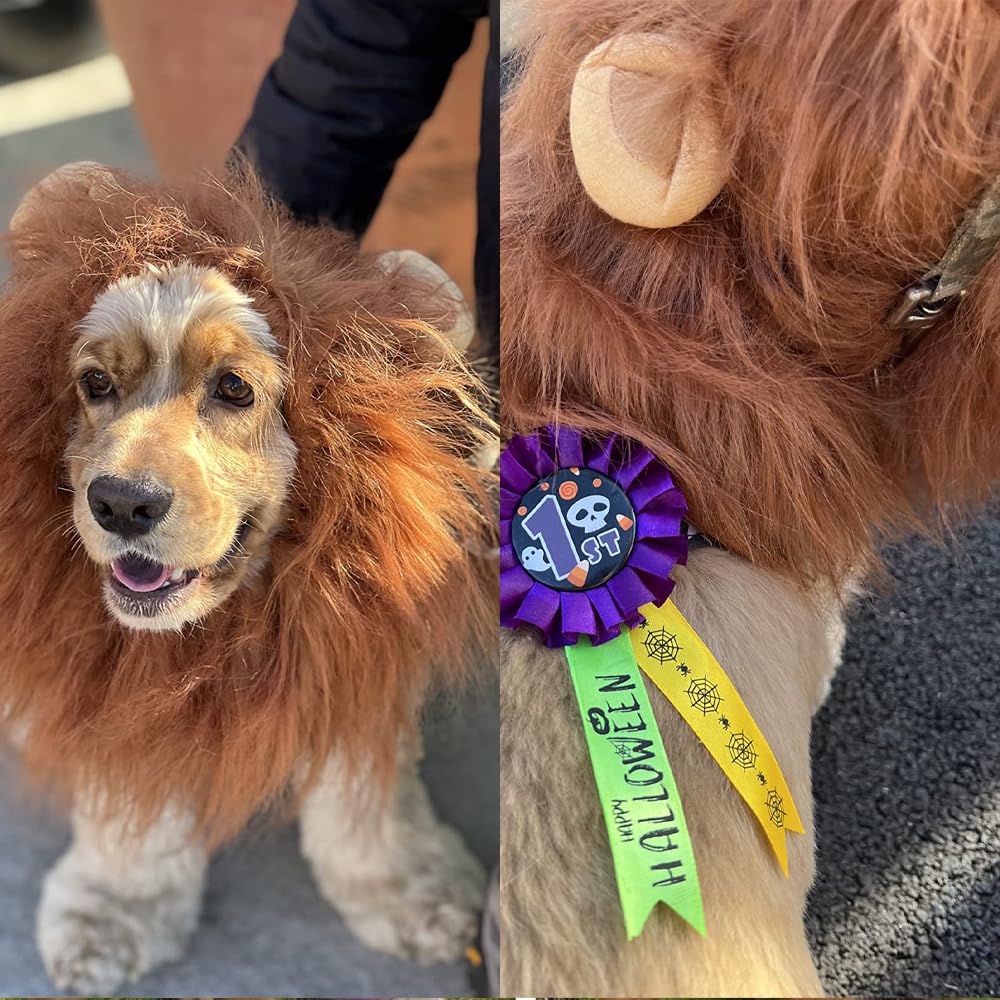 Dog Lion Mane - Halloween Realistic & Funny Lion Mane for Dogs - Complementary Lion Mane for Dog Costumes - Lion Wig for Medium to Large Sized Dogs Lion Mane Wig for Dogs